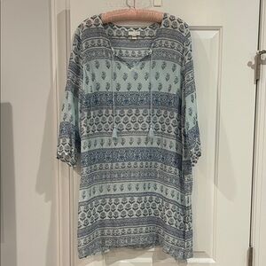 J Jill Blue Patterned Women's Tunic Blouse